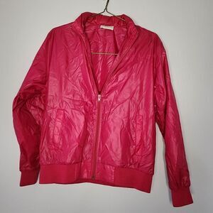 Izod Windbreaker Jacket Medium Zipper Nylon Pink Woman's